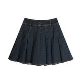 Elodie Pocket Pleats Denim Skirt