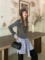 Stripe Collar Burton Long Sleeve Cardigan