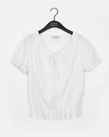 [MADE] Pure Frill Lace String Short-Sleeved Blouse