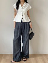 About Banding Wide Denim Pants
