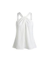 Sia Twist Drape Flare Sleeveless Blouse White