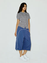 CHECK BLOUSE NAVY