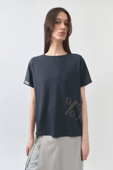 %% ロゴロールアップTシャツ / チャコール
