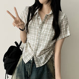  Marty Side Shirring String Short Sleeve Shirt
