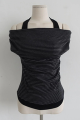 HALTER-STRAP DRAPED OFF-SHOULDER TOP (3COLORS!)