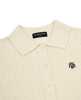 LOGO COLLAR CABLE CARDIGAN [3color]