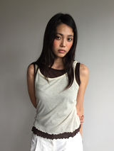 Node frill layered sleeveless top (4color)