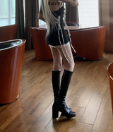 Scott Leather Platform Long Boots (2color)
