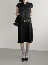 Trench Button Crop Short Sleeve Shirt Jacket