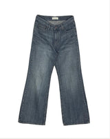 faded autumn washing semi wide denim pants