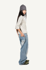 Distressed vintage denim pants