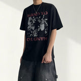 グラムハンドプリントヴィンテージ半袖Tシャツ