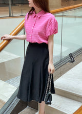 Arom Wrinkle Banding Flare Skirt