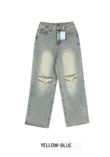[U-DENIM] サマーリッペードジーンズワイドデニムパンツ