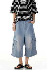 Wrinkled Blue Cargo Shorts