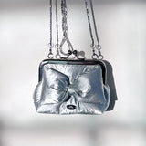 シルバーリボンフグフレームミニバッグ (Handmade bag)
