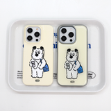 ブルーバッグエポキシシルバーバンパースマートフォンケース(Cream Color)