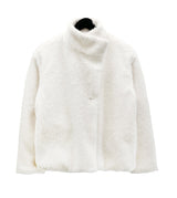 Mocha high-neck fur half coat