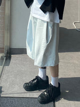 Hidden button linen wide set up-shirts 2C