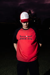 ラグラン1/2Tシャツ　レッド/ブラック