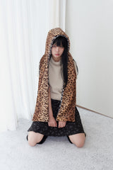 Leopard reversible hood muffler (brown)