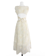 [ mori girl ] whitey back ribbon floral long ops