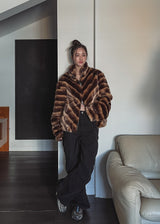 Wavy gradation fur jacket