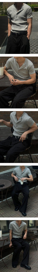 [S/S] High ribbed henry neck half knit(3color)