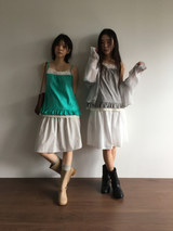 Marine button midi skirt (3color)