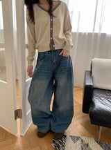 レガサイドカットワイドデニムパンツ