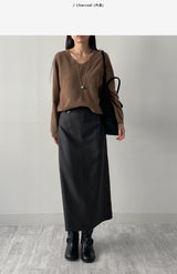D-ring Stripe H-Line Long Skirt