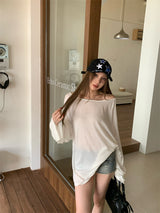 ボクシールーズフィットアンバランスショルダーロングスリーブTシャツ