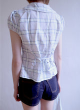 プチチェックストラップブラウス