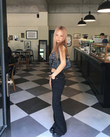 Back stud boots cut pants