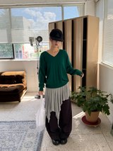 v neck loose knit top