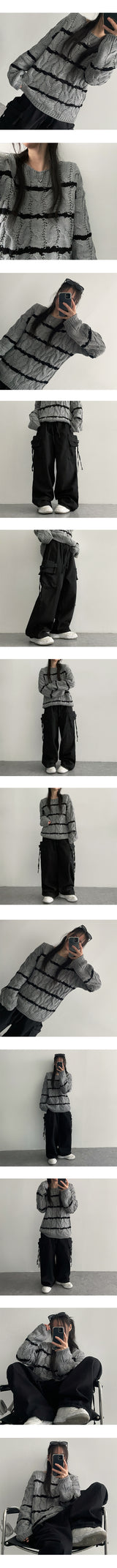 Pepe String cargo wide banding pants