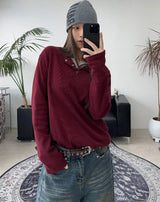 DNヘンリーネックワッフル長袖Tシャツ