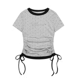 ミエル ラインストーン ルーシュド Tシャツ