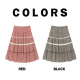 Charelle Tiered Skirt (Red)