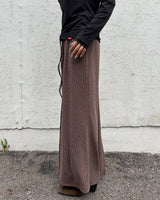  RAW EDGE LONG SKIRT (BROWN) WOMENS