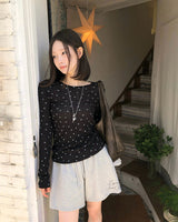 [ORIGINAL] ドット シースルー レイヤード ロングスリーブ Tシャツ