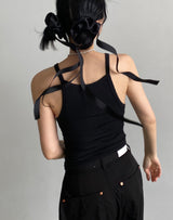 satin strap scrunchie (BLACK)