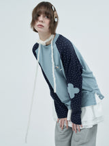 patched raglen t-shirts / sky