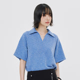 OPEN COLLAR POLO KNIT SHIRT