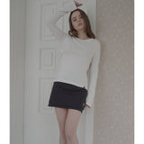 BACK RIBBON LONG SLEEVE-WHITE