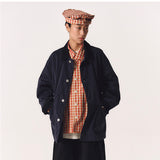COLLARED COLOR-BLOCK UTILITY JACKET