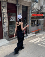 (Unisex) ボタンナイロンパンツ