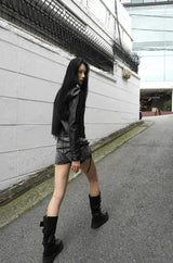 26FW★ CROP FADED ZIP LEATHER JACKET