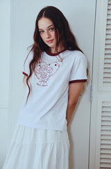 26SS★ Amore Puppy Crop Ringer Short Sleeve Tee