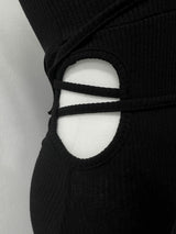 halter strap slit layered one piece (2color)